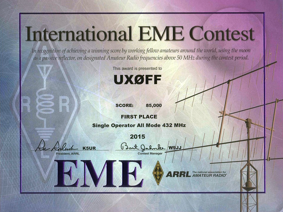 «International EME Contest» 2015 года Single Operator All Mode 432 MHz